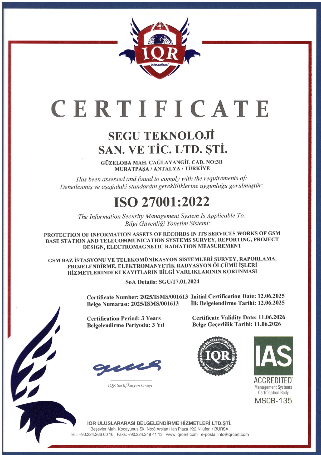 ISO 27001:2022 Sertifikası