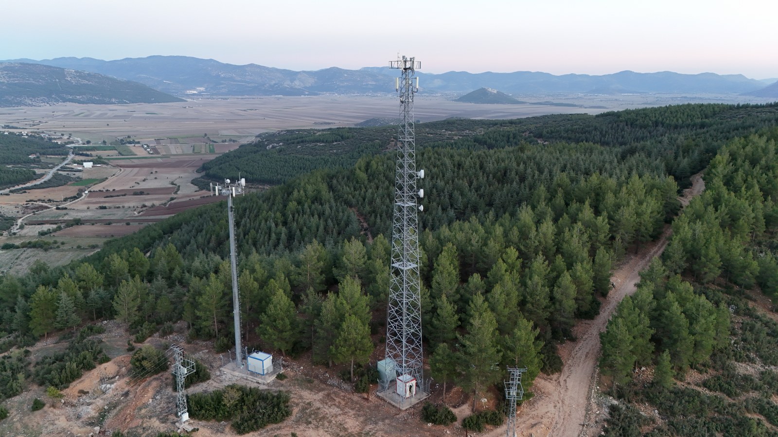 Ormanlık alanda telekomünikasyon kuleleri